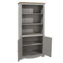 Ver imagem 2 de Estante de Madeira Maciça com 5 Nichos e 2 Portas Cinza Lavado