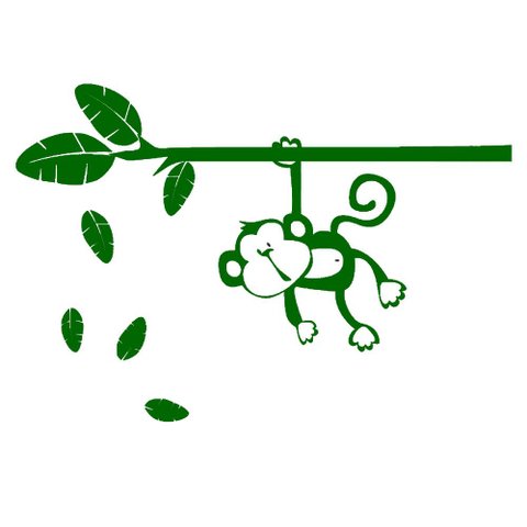 Adesivo Árvore Galhos Macaco Decoração Parede, Canto de Porta e Quarto Infantil:Verde