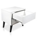 Ver imagem 4 de Mesa de Cabeceira 1 Gaveta 38 Cm Mdf Branco Pés Palito Mp