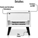 Ver imagem 3 de Mesa de Cabeceira 1 Gaveta 38 Cm Mdf Branco Pés Palito Mp