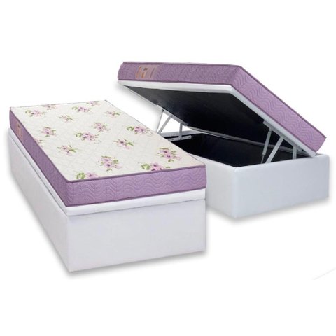 Cama Box Baú Solteiro: Colchão Molas Ensacadas Ortobom D23 Physical Super Resistente + Base Crc