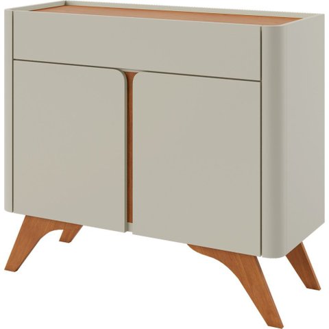 Buffet Aros 2 Portas Pés Madeira Maciça - Mv - Rei de Casa Off White/naturalle