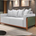 Ver imagem 1 de Sofá 03 Lugares para Sala de Estar 178 cm Khali B04 Linho Cinza Couríssimo Verde - Lyam Lyam Decor