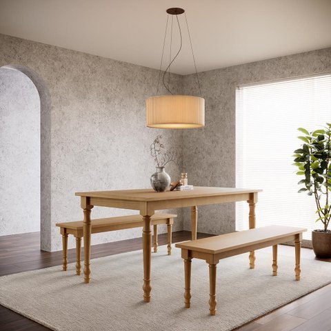 Conjunto Mesa Rubi com 2 Bancos Madeira Pinus Freijó - Finestra