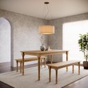 Ver imagem 1 de Conjunto Mesa Rubi com 2 Bancos Madeira Pinus Freijó - Finestra