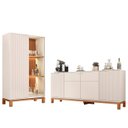 Ver imagem 3 de Buffet Aparador e Cristaleira com Led Lucca Off White/freijó C01 - Mpozenato