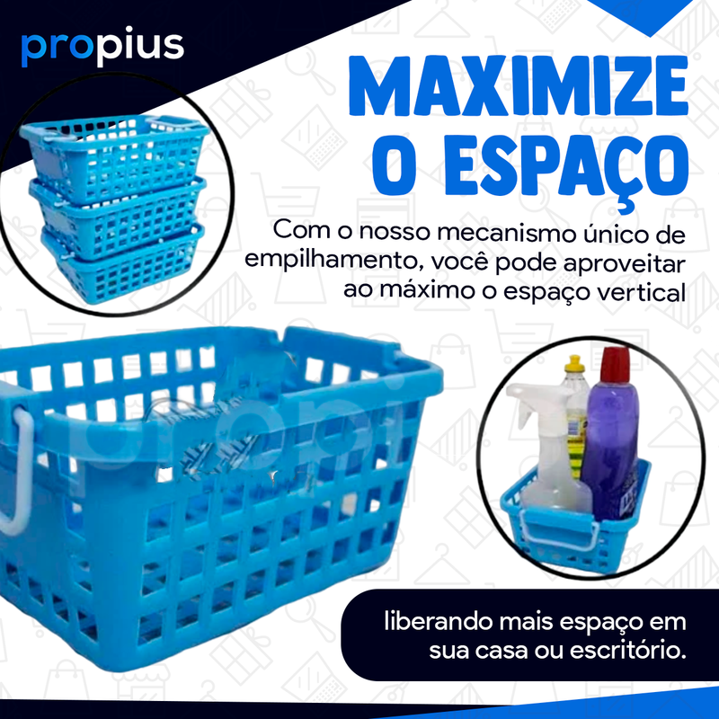 Kit 3 Cesto Organizador Brinquedo Plástico Alça Casa Cozinha Loja Quarto Lavabo Escritório Mantiment - 2