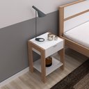 Ver imagem 2 de Mesa de Cabeceira 1 Gaveta AZ1016 Amêndoa/Branco - Tecno Mobili