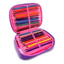 Ver imagem 4 de Estojo Escolar Brilhante Holográfico com Divisória Rosa