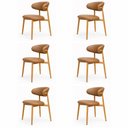 Ver imagem 4 de Kit 6 Cadeiras Decorativas Sala de Jantar Luxo Mavie Pu Caramelo - Mozzelar