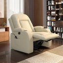 Ver imagem 1 de Poltrona do Papai Reclinável Giratória e Balanço Sala de Cinema Crihs com Massagem e Aquecimento PU Bege G23 - Gran Belo