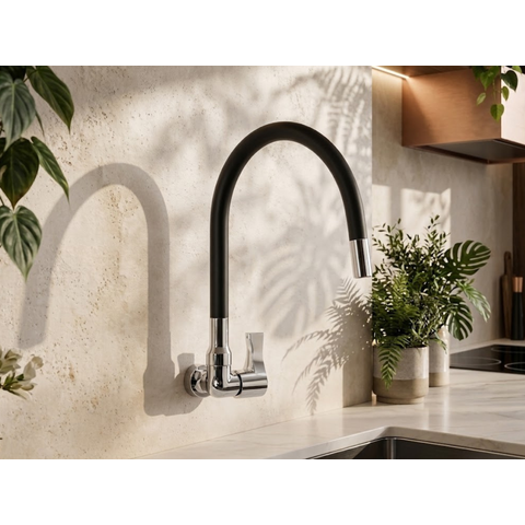 Torneira Dqi de Parede com Bica Flexível e Arejador para Cozinha Área de Serviço Lavabo