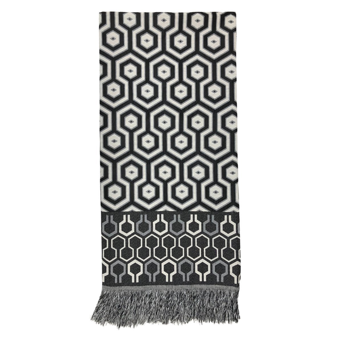 Manta Xale para Sofá Decorativa Luxo Dupla Face Jacquard 1,40x1,70m Ibiza Preto - 4