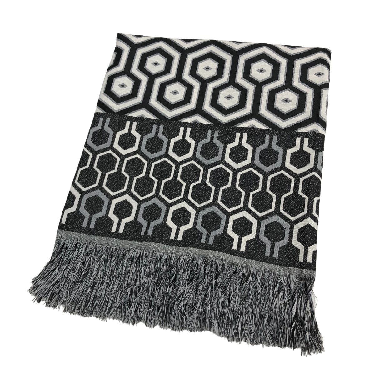 Manta Xale para Sofá Decorativa Luxo Dupla Face Jacquard 1,40x1,70m Ibiza Preto