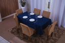 Ver imagem 1 de toalha de mesa retangular 6 lugares jacquard 1,35x2,00:azul marinho