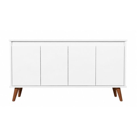 Buffet Aparador Alice com 4 Portas e Nichos 115cm Branco