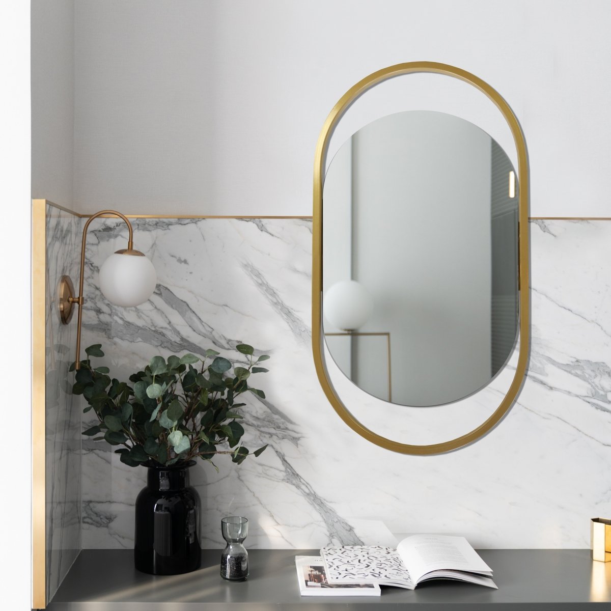Espelho Decorativo Glam Dourado 80x43cm Oblongo - 3