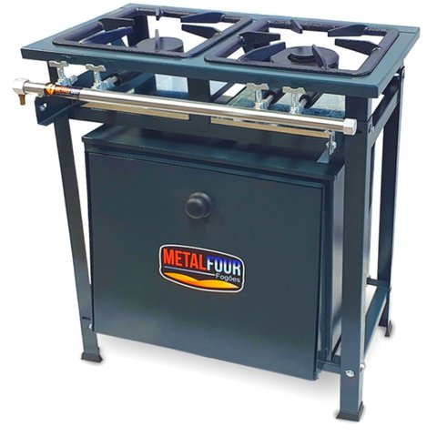 Fogão Industrial 2 Bocas 1QS 1QD Baixa Pressão P7 com Forno 66L de Piso
