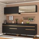 Ver imagem 1 de Armário De Cozinha Compacta 240cm Multimóveis Preto/dourado