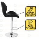 Ver imagem 4 de Kit 06 Banquetas Slim Estofada Giratória com Regulagem de Altura - Preto
