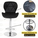 Ver imagem 2 de Kit 06 Banquetas Slim Estofada Giratória com Regulagem de Altura - Preto