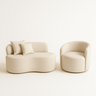 Conjunto 01 Poltrona + Sofá Curvo Orgânico Nature Gaia Boucle Bege - Montanaris Decor - 1
