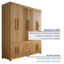 Ver imagem 4 de Guarda Roupa Casal 10 Portas 3 Gavetas 100% MDF Lucca Marrom/Cinamomo