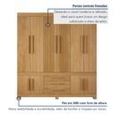 Ver imagem 3 de Guarda Roupa Casal 10 Portas 3 Gavetas 100% MDF Lucca Marrom/Cinamomo