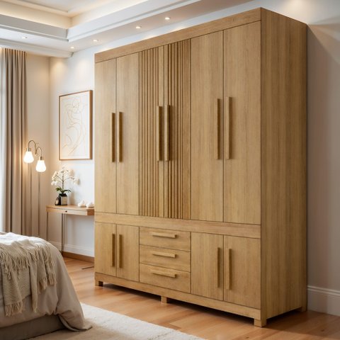 Guarda Roupa Casal 10 Portas 3 Gavetas 100% MDF Lucca Marrom/Cinamomo