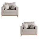 Ver imagem 3 de Kit 02 Poltrona Decorativa Beny Pés Base em Madeira Linho Cor:cru