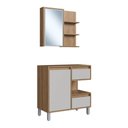 Ver imagem 1 de Gabinete Banheiro 80cm Paula Mel Arenas Espelheira 1 Porta sem Cuba