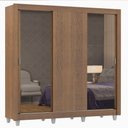 Ver imagem 2 de Guarda-Roupa Casal Madesa Lyon 3 Portas de Correr com Espelhos 2 Gavetas com Pés Rustic Cor:Rustic