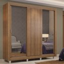 Ver imagem 1 de Guarda-Roupa Casal Madesa Lyon 3 Portas de Correr com Espelhos 2 Gavetas com Pés Rustic Cor:Rustic
