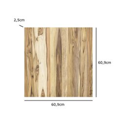 Painel de Madeira Teca Quadrado Multiuso Natural 60,9x60,9x2,54cm - 2