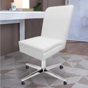 Ver imagem 4 de Kit 02 Cadeira Ana Giratória Metal Com Rodízio Suede Branco E Corino Bege