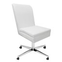 Ver imagem 3 de Kit 02 Cadeira Ana Giratória Metal Com Rodízio Suede Branco E Corino Bege