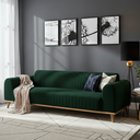 Ver imagem 1 de Sofá Living Átila Velusoft Verde, 2,30 Metros, Design Retrô.
