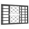 Janela Vitro de Correr 4 Folhas 120x100 Requadro 7cm sem Vidro Grade Xadrez - 1