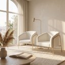 Ver imagem 1 de Poltrona Sala Decorativa Kit 2 Stella Base Alta Tubo Champanhe Sintético PU D03 - D’Rossi