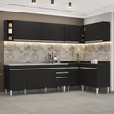 Ver imagem 2 de Armário de Cozinha Modulado de Canto 7 Peças Cp36 com Pia Inox Preto - Lumil Lumil Móveis