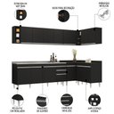 Ver imagem 3 de Armário de Cozinha Modulado de Canto 7 Peças Cp36 com Pia Inox Preto - Lumil Lumil Móveis