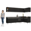 Ver imagem 5 de Armário de Cozinha Modulado de Canto 7 Peças Cp36 com Pia Inox Preto - Lumil Lumil Móveis