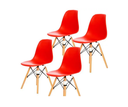 Ver imagem 1 de Kit 4 Cadeiras Charles Eames Eiffel Vermelha Base Madeira Sala Cozinha Jantar - Bering