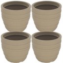 Ver imagem 1 de Kit 4 Vasos Decorativos de Plástico 32cm Tramontina Inca Granito Areia Folhagens Plantas
