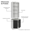 Ver imagem 7 de Kit Balcão + Cristaleira 70cm Branco/Preto Agata Madesa 01