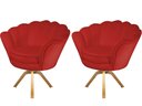 Ver imagem 1 de Kit 2 Poltronas Decorativa Pétala Base Giratória Madeira Suede Vermelho Ms Decor