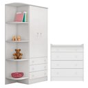 Ver imagem 1 de Conjunto Cômoda e Guarda-roupa Infantil Doce Sonho 2 Portas 4 Gavetas Mdp 88,5cm Branco Qmovi