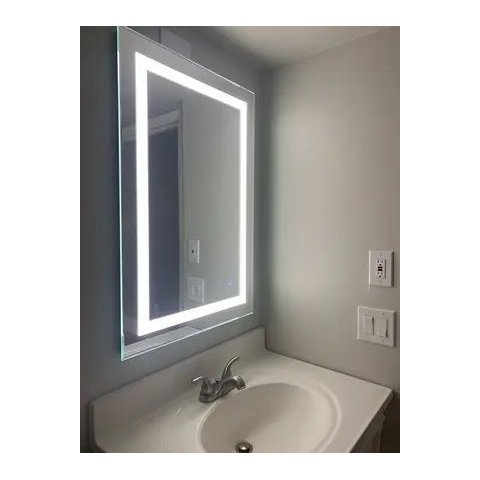 Espelho 100x100 Led 3 Cores Fria Neutra Quente Banheiro Retangular Jateado Iluminado Quadrado