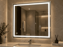 Ver imagem 4 de Espelho 100x100 LED 3 Cores Fria Neutra Quente Banheiro Retangular Jateado Iluminado Quadrado 1,00