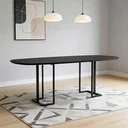 Ver imagem 1 de Mesa de Jantar 8 Lugares Retangular Orgânico com Vidro 200cm Pés Industrial Alina N01 Preto - Lyam